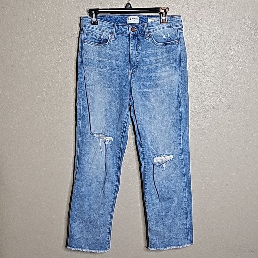 Frayed Jeans High Rise‎ Straight Ankle 29